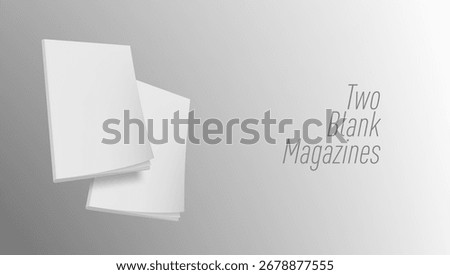 Two Blank Magazines With Soft Cover Isolated On Gray Background. EPS10