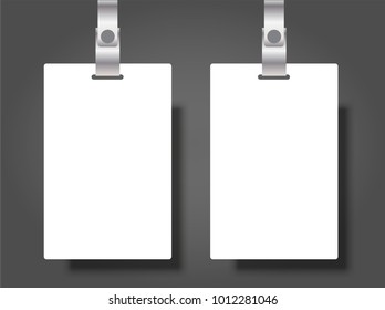 Two Blank Name Tags Mockup. Vector Illustration of Identity Card Badge mockup cover template
