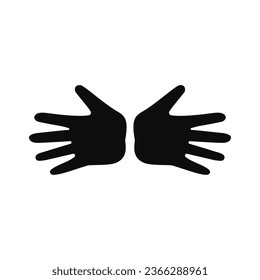 Two blank open hand palm together. Vector black silhouette.