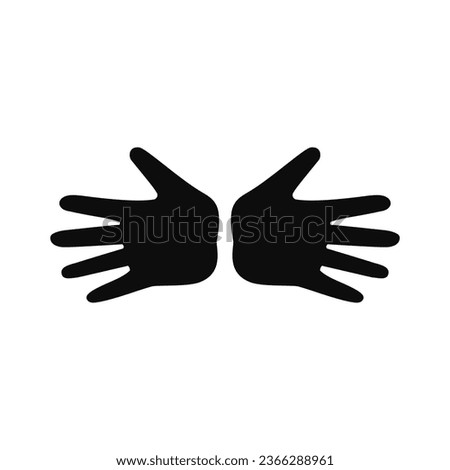 Two blank open hand palm together. Vector black silhouette.