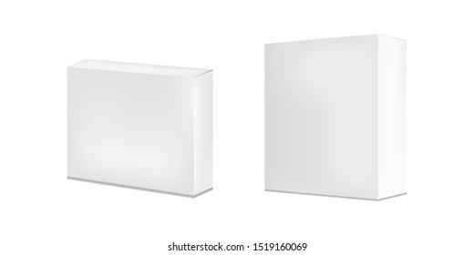 Two blank packaging boxes - open and closed mockup. Vector illustration