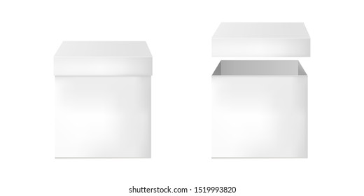 Two blank packaging boxes - open and closed mockup. Vector illustration