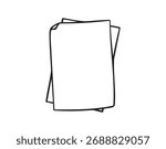 two blank paper doodle hand drawn icon. Outline drawing two sheets of paper line clipart symbol. Vector illustration