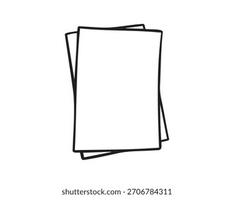 Dos papel en blanco doodle dibujado a mano icono. Esquema dibujando dos hojas de línea de papel Clipart símbolo. Ilustración vectorial