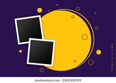 two blank photo frame geometric template design vector 