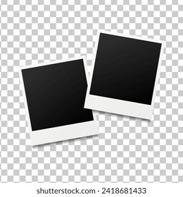 Two blank photo frames template design with shadow effect. Photo frames mockup design. Collage concept. EPS 10 vector illustration.