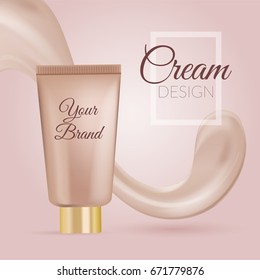 Two Blank Pink plastic tubes cream mock up cosmetics  eps 10 vector design