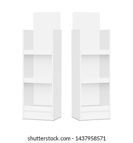 Two Blank POS Display Stands - Side Views. Vector Illustration