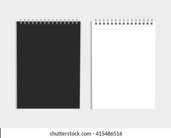 Two Blank Realistic Notepads in Black and White. Vector, EPS10