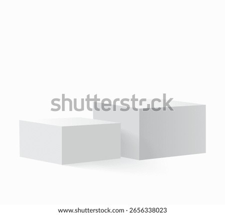 Two blank square podiums stand to show products on white background, Vector illustration.