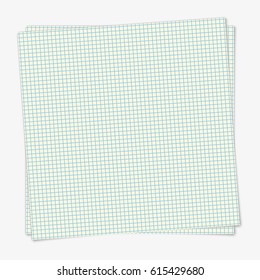Two blank squared paper sheets with shadow vector illustration.