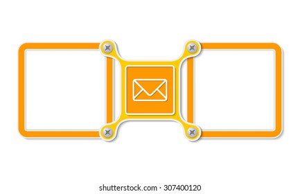 Two blank text areas and envelope