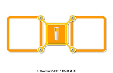 Two blank text areas and test tube