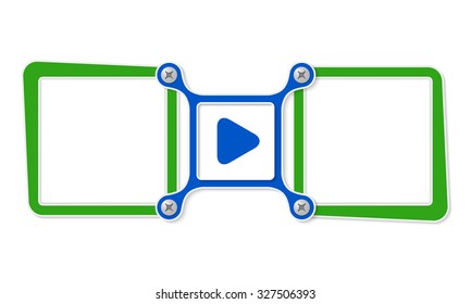 Two blank text boxes for your text and play symbol