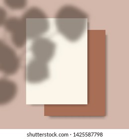 Two blank vertical paper sheet 5x7 inches with shadow overlay. Modern and stylish greeting card or wedding invitation mock up. Editable vector design, gradient mesh and transparency effects used.