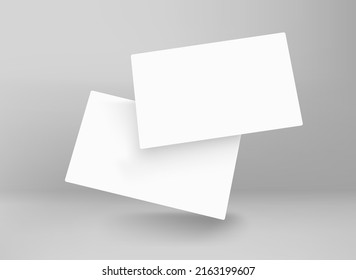 Two blank white business cards. 3d vector mockup for branding