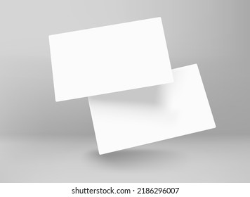 Two blank white business cards. 3d vector mockup for branding