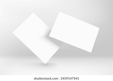 Two blank white business cards. 3d vector mockup for branding