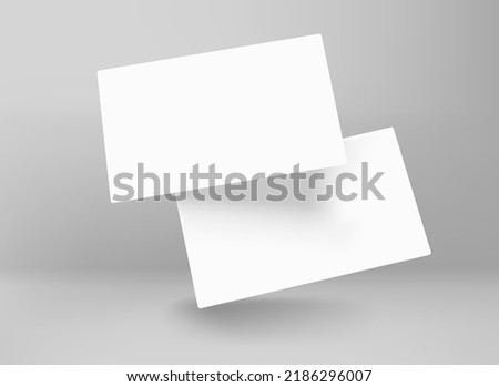 Two blank white business cards. 3d vector mockup for branding