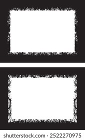 two blank white frames with grunge texture designs on them, vintage photo frame set