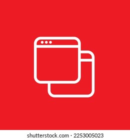 Two blank window line icons. Graphic resource template, vector illustration.