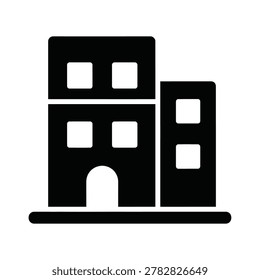 Two Block Multistory Building Architecture Icon Design