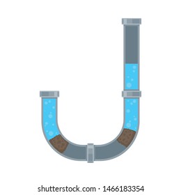 Two blockages in one pipe. Vector illustration on white background.