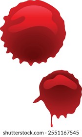 Two blood spots are dripping on a white background, creating a dramatic and unsettling scene, possibly suggesting violence, injury, or a medical theme