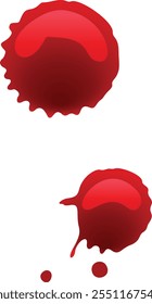 Zwei Blutflecken tropfen auf weißem Hintergrund und erzeugen ein beunruhigendes Bild von Gewalt, Verletzungen oder medizinischen Tests