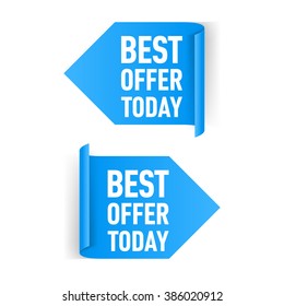 Two Blue Arrow Paper Stickers on White Background