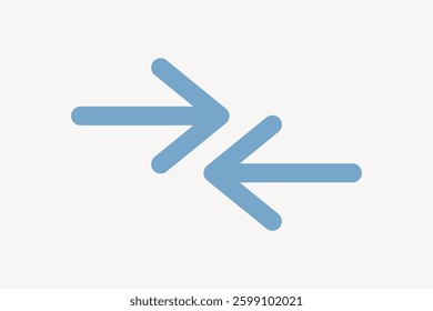 Two blue arrows on a light background. One arrow points right, the other left. Simple arrow design, blue arrows, minimalistic style, directional arrows. Minimal shape vector.
