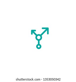 Two blue arrows point out from the center. Expand Arrows icon. Outward Directions, variants icon. Vector illustration. Isolated on white. 