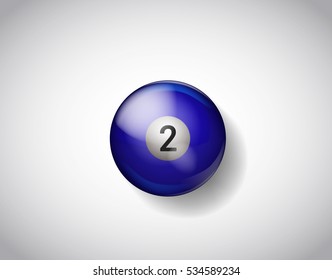 Two blue ball pool. Vector illustration billiards isolated. 2 Ball for Snooker pool. Billiard Balls.