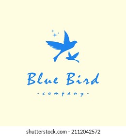 Two blue birds flying logo vector design