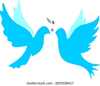 Two blue birds flying opposite each other and flapping their wings