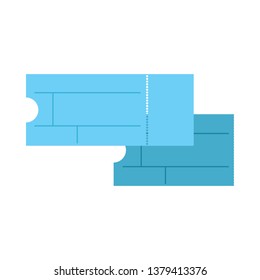 Two blue blank tickets vector illustration. Cinema, theater, bus ticket. Tickets concept. Vector illustration can be used for topics like transportation, leisure, business
