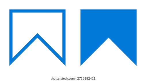 Two blue bookmark icons, one outlined and one solid, perfect for saving favorite digital content, marking pages, and user interface navigation elements