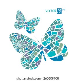 two blue butterfly mosaic. Vector