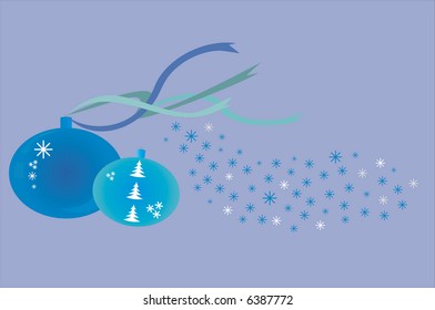 Dos pelotas azules de navidad