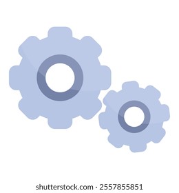 Two blue cogwheels rotating, symbolizing teamwork and cooperation in achieving a common goal