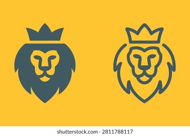 Two blue crowned lion emblems facing opposite directions on yellow background