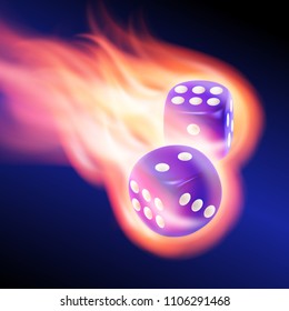 Two blue dices in fire