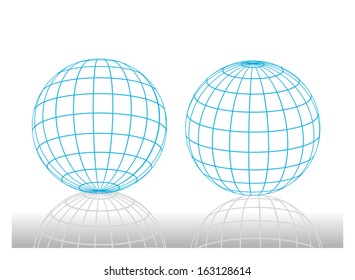 two blue dimensional grid balls