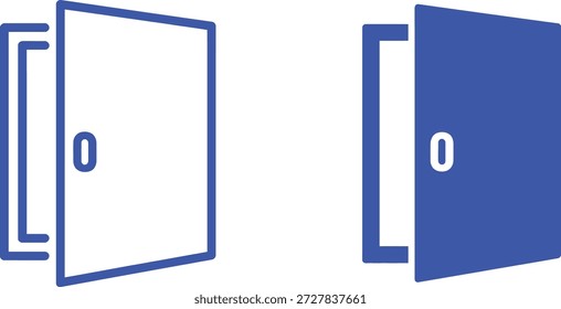 Two blue door with white number zero