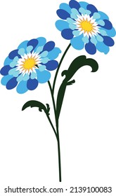 Two blue flowers on one twig. A vector file is useful for creating your designs.