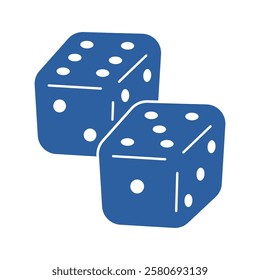 Two blue gambling dice vector icon