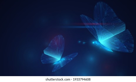 Dos mariposas azules brillantes