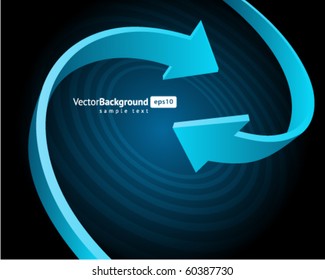 Two blue graph arrows swirl vector background