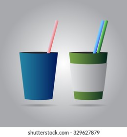 two blue and green drinks with pink, blue and green straws