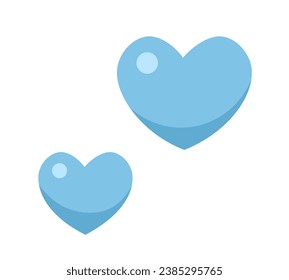 Two blue hearts 2D cartoon object. Expressing fondness isolated vector item white background. Volunteer donate reaction. Mercy religion. Harmony wellness. Soul sentimental color flat spot illustration